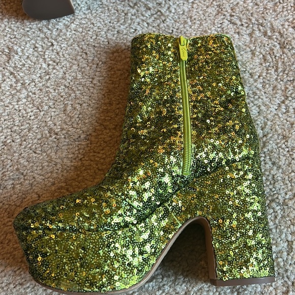 Circus by Sam Edelman Ilana Fashion green grinch sequin heel boot shoe 6.5 - Picture 5 of 11